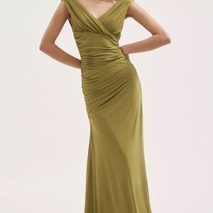 Ronny Kobo Sophia V-Neck Ruched Maxi Dress